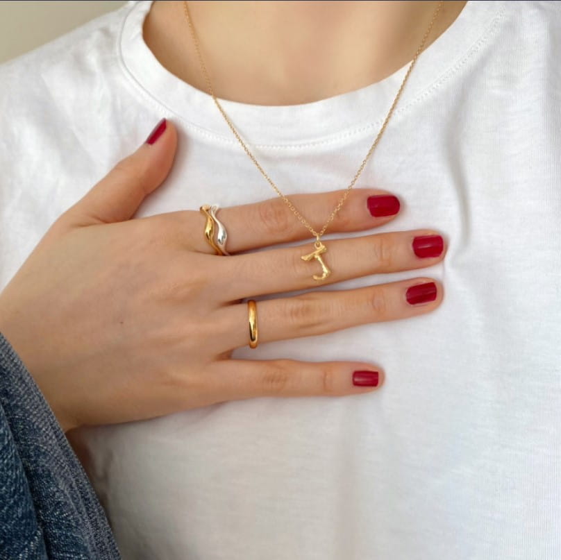 Asymmetric Silver Ring with Abstract Design