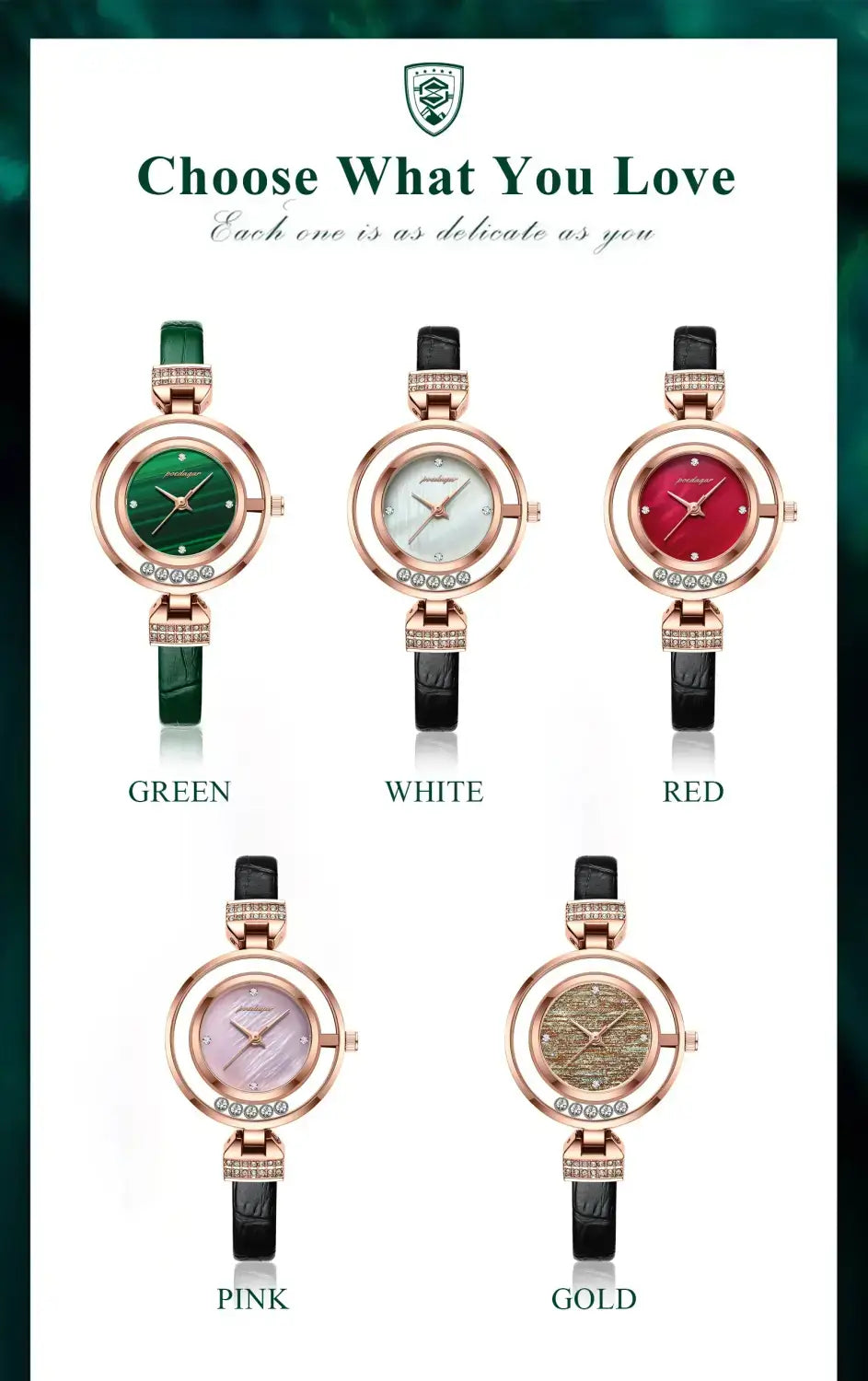 Elegant Rose Gold Watch with for Women Multiple Colors