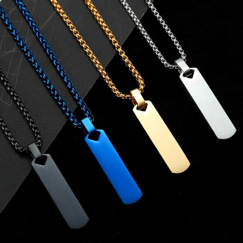 Stylish steel armor chain necklace with metal bar