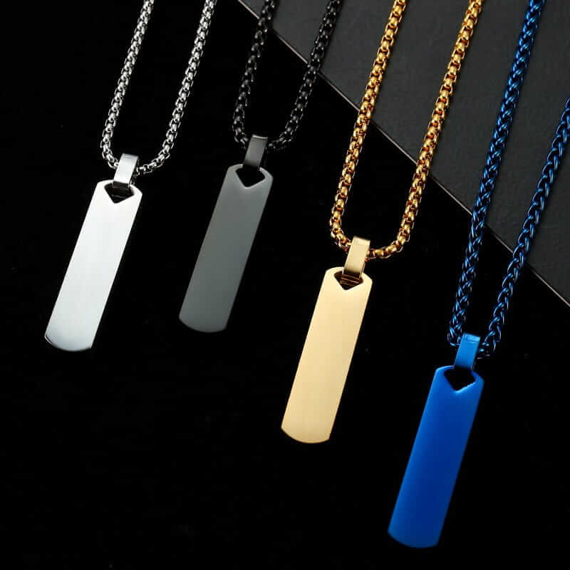 Stylish steel armor chain necklace with metal bar