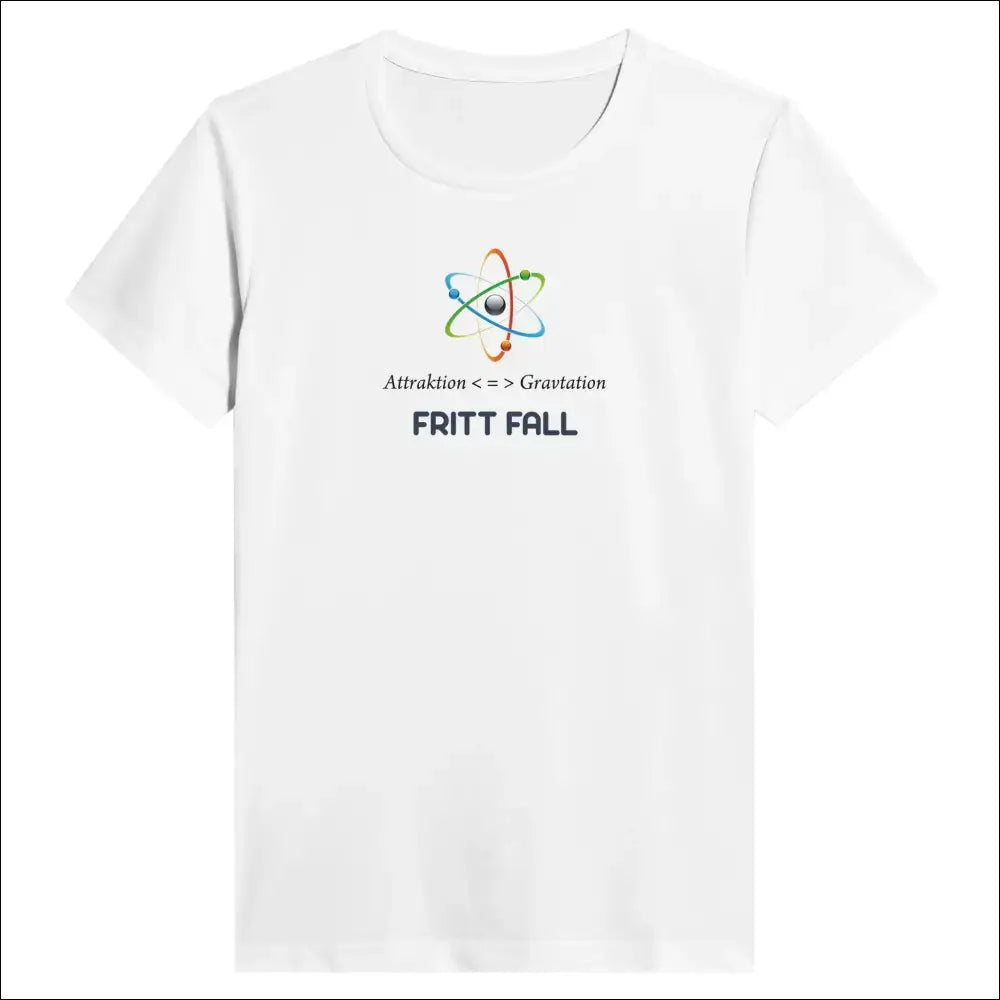 Aktivitets T-shirt Fritt Fall med Atomsymbol - S / Vitt - Print Material