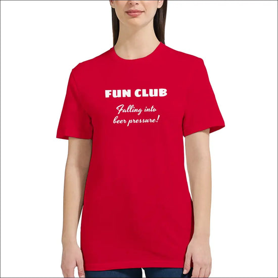 FUN CLUB Falling into Beer Pressure T-shirt för kvinnor - Red / S - Print Material