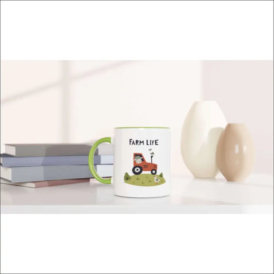 Keramisk mugg med traktor och ’Farm Life’-motiv - Print Material