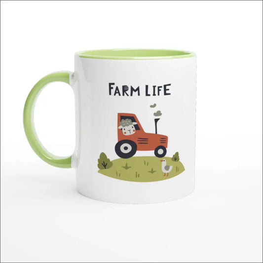 Keramisk mugg med traktor och ’Farm Life’-motiv - Print Material