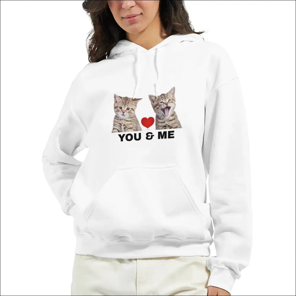 Mjuk Hoodie med Katter och Du & Jag Text - Print Material