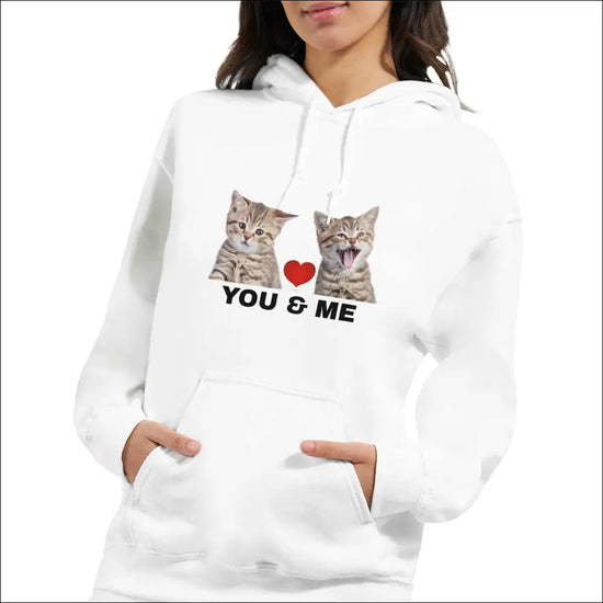 Mjuk Hoodie med Katter och Du & Jag Text - Print Material