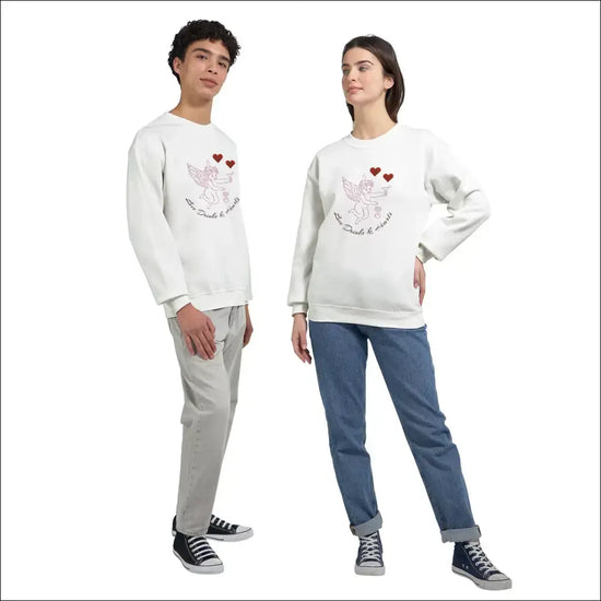 Romantisk sweatshirt med Cupid och hjärtan - Print Material