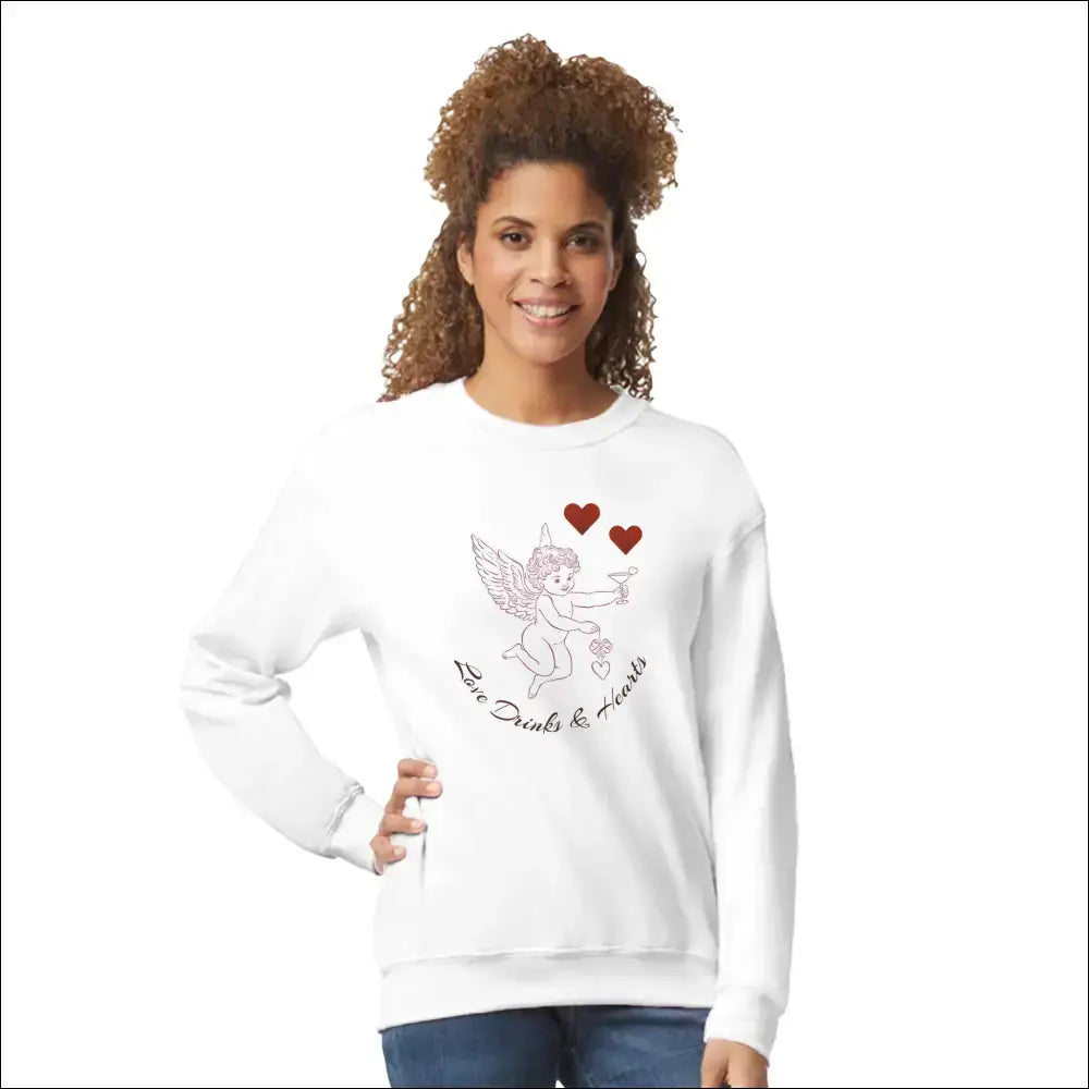 Romantisk sweatshirt med Cupid och hjärtan - S - Print Material