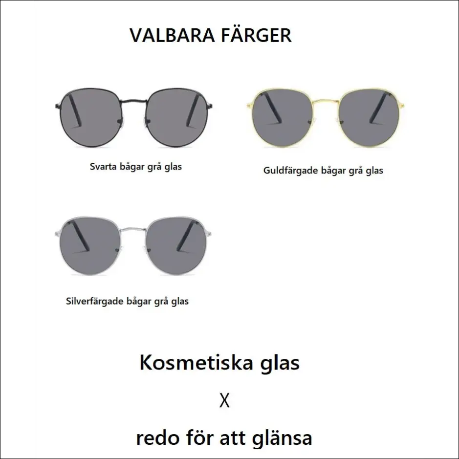 Runda solglasögon med svart båge och mörka glas - mutual