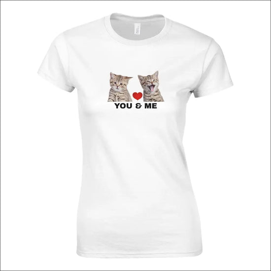 Söta Katter You & Me T-shirt för Damer - S / Vit - Print Material