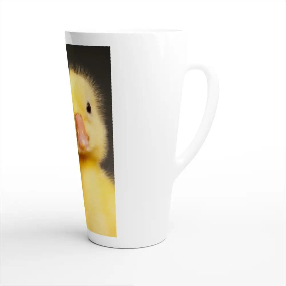 Vit keramisk 17 oz lattemugg med fototryck, motiv med ankungen - Premium Print Material from Picatshirt - Just 259 kr! Shop now at Picatshirt